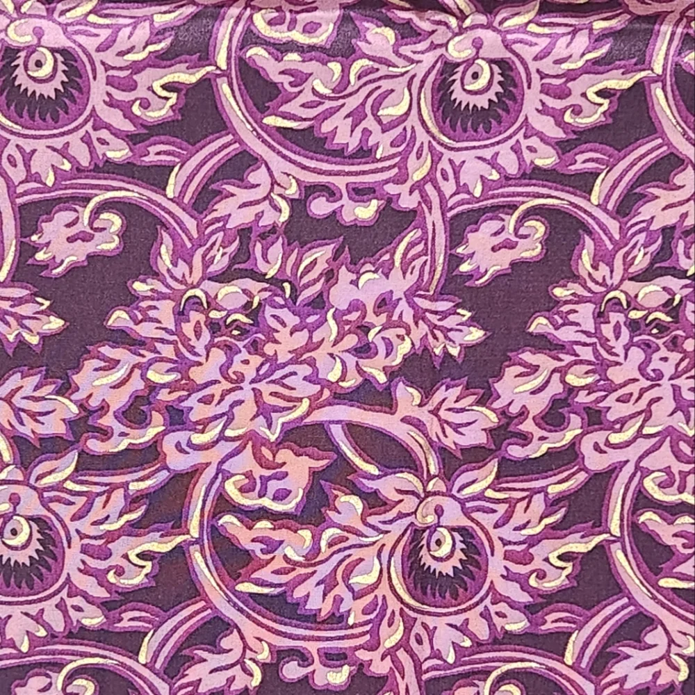 Carole Little Purple Floral Oblong Silk Scarf